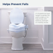 Drive Medical PreserveTech Raised Toilet Seat with Bidet, 4 Inch Elevated Height, Adjustable Warm and Ambient Water, Fits Standard and Elongated Toilets, White, RTL12C006-WH