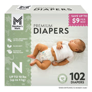 Premium Baby Diapers, Newborn, 102 Count