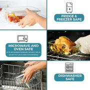 Razab 35 Pc Glass Food Storage Container Set with Airtight BPA-Free Lids, Leak-Proof, Microwave Oven Freezer Safe, Rectangular and Square Blue Containers