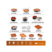 Gotham Steel 1922 20-Piece Aluminum Ti-Ceramic Nonstick Cookware and Bakeware Set - Graphite
