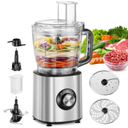 TINANA 6-in-1 Food Processor, 1000W Motor, 10-Cup BPA-Free Bowl, Multifunctional Slicer, Shredder, Dough Mixer, Silver