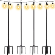 Walensee String Light Poles with Hook, 9.4FT Lights Hanger with 5-Prong Fork for Patio Christmas Wedding 4 Pack