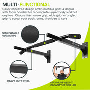 ProsourceFit Wall-Mounted Pull-Up Bar, Heavy-Duty Alloy Steel, Multi-Grip 12 Positions, Black, 300 lb Capacity