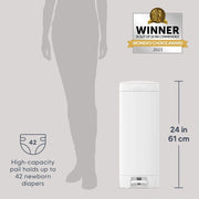 Diaper Genie I000757 Deluxe Infant Diaper Pail, Stainless Steel, White, Includes 9 Easy Roll Bags and Carbon Filter