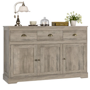 Homfa 1040291 Sideboard Storage Cabinet with 3 Drawers & 3 Doors, 53.54'' Wide Buffet Cabinet for Dining Room, GraY
