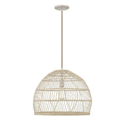 Trade Winds Lighting 1-Light Pendant Natural Rattan Finish Round Shade 16 in Tall 20 in Wide M70106NR