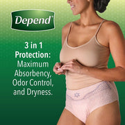 Kimberly Clark 105165901 Depend Fit-Flex Women's Maximum Absorbency Incontinence Underwear, XL, Light Pink - 36 Count