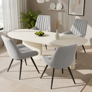 Daluvenix Modern Dining Chairs Set of 4, Upholstered Gray Fabric, Thick Cushions, Metal Legs
