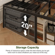 Lutown-Teen California King Bed Frame, 22 Inch High Profile Metal Platform, Rounded Corner Legs, Noise Free, Black