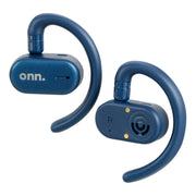 onn. AABLU100130685 Wireless Open-Ear Earphones with Environmental Noise Cancellation Microphones & Charging Case, Blue