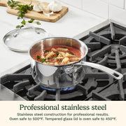 Cuisinart Advantage Pro Series 2.5 Qt Stainless Steel Saucepan with Tempered Glass Lid, Silver, 92195P-18