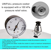 UNIFULL 24 Quart/23 Liter Pressure Cooker, Pressure Canner with Pressure Gauge, Pressure Relief Valve - 14 PSI, and Sealing Ring