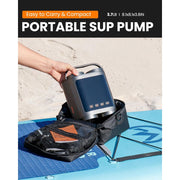 OutdoorMaster Vortex Pro Rechargeable Paddle Board Pump, Portable Electric SUP Pump with 57.72Wh Battery, 20 PSI Max Pressure, 8 Nozzles, Auto Shut-Off, Cooling System, 12V/15.8V DC Input