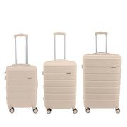 GForce 3 Piece Expandable Rolling Luggage Set, Ivory, Hard Shell, Spinner Wheels, Telescopic Handle, 20