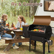 KingChii 456 sq. in Wood Pellet Smoker and Grill BBQ, Orange/Brown - Metal Material