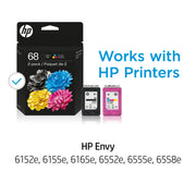 HP 6L6S2TN#RFD 68 Black/Tri-color Original Ink Cartridge2-pack