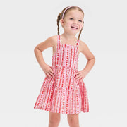 Cat & Jack Girls Valentines Day Tank Dress, Pink Red Hearts, Sleeveless, 18 Mo, 93318925