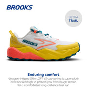 Brooks Womens Caldera 8 Ultra Trail Running Shoes, Nitrogen-Infused DNA LOFT v3 Cushioning, Bit of Blue Quince Flame, Size 7 Medium, 120429-142