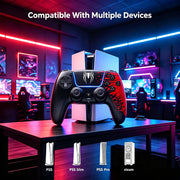 YUOY Wireless Video Game Controller, Compatible with PS5, PS5 Pro, PS5 Slim, PC, 1500mAh Battery, Dual Vibration, 6-Axis Motion Control, Built-in Microphone, 3.5mm Audio Jack, Spider