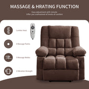 JONPONY Large Power Lift Recliner Chair for Elderly with Heated Massage, Lay Flat Assist, Side Pockets, USB Charging Port, Brown