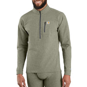 Carhartt Force Heavyweight Base Layer Quarter-Zip Shirt with Rugged Flex and FastDry, Burnt Olive Heather, Large, UH0111-M-BOLHTR-L