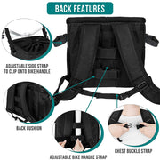 PetAmi Dog Bike Basket Soft-Sided Ventilated Pet Carrier Backpack Black Small Multi-Use PET-BBK01-BK-SP