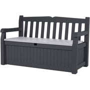 Keter Eden 70 Gallon Storage Bench Deck Box for Patio Furniture, Grey - High Quality