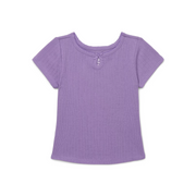 Wonder Nation Girl's Purple Ribbed Keyhole Short Sleeve T-Shirt Size XXL PLUS