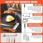 Cshidworld 30-Piece BBQ Grill Accessories Kit, Stainless Steel Barbecue Utensils with Heat-Resistant Handles and Carrying Bag