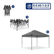 E-Z UP 12x12 Instant Canopy ONE-UP Vented Pop Up Tent, 144 Sq Ft Outdoor Shade Shelter, Gray with Roller Bag
