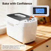 Davivy Bread Maker, 15-in-1 Automatic Machine, 3.3LB Capacity, Dual Kneading Paddles, Nonstick Bowl, Stainless Steel, BM8906