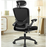 CoolHut KD-9060H-Black Mesh Desk Chair With Adjustable Lumbar Support, Headrest & Flip-up Armrests, 300lb (Black)