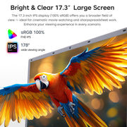 RNRUO 17.3 Inch Laptop Computer, Intel Pentium Gold 6500Y Dual-Core up to 3.4GHz, 32GB DDR3 RAM, 512GB SSD, Windows 11, Office 2024, WiFi 5, Bluetooth 5.0, Dark Gray