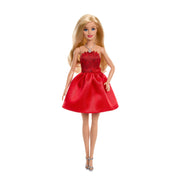 Mattel Barbie 80th Anniversary Ruby-Red Celebration Fashion Doll with Poseable Design, Red Dress, Silvery Sandals, Necklace
