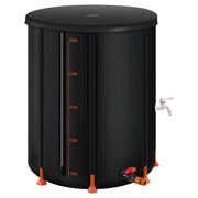 KFFKFF Collapsible Rain Barrel, 53 Gallon, Durable 1000D PVC Portable Water Storage Tank with Spigot and Overflow, Black, RB-0200