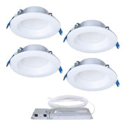 Halo Quicklink Canless LED Downlight Kit, 4 Inch, Selectable 2700K-5000K, Dimmable, 600 Lumens, White, 4 Pack, LTQL4069S1EDM-4PK