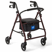 Medline MDS86850ESKD Steel Rollator Mobility Walker with 350 lb Weight Capacity and 6