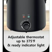 Mainstays 2QT Round Deep Fryer, Black - Adjustable