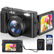 ACTITOP Vlogging Camera 4K Digital Camera for Autofocus with 32GB SD Card 16X Digital Zoom 48(MP) Megapixels Cameras Camcorder for Photography