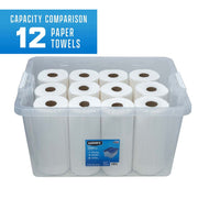 HART 68 Quart Latching Plastic Storage Bin Container Clear Base Blue Lid Set of 4 206262