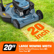 Senix Gas Lawn Mower, 21-Inch Steel Cutting Deck, 144cc 4-Cycle Engine, 2-in-1 Mulch and Side Discharge, Six Adjustable Cutting Heights, High Wheel Design, Blue, GCJ-LSPG-L6