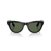 Ray-Ban Meta Skyler Smart AI Glasses, Shiny Black Cat-Eye Frame, Green Lenses, 3K Ultra HD Camera, Open-Ear Audio, 0RW4014