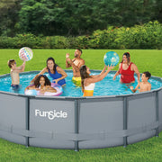 Funsicle Oasis 15ft Round Above Ground Metal Frame Swimming Pool with SkimmerPlus Pump for Ages 6 & Up