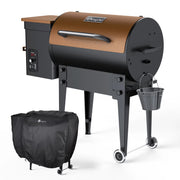 KingChii 456 sq. in Wood Pellet Smoker and Grill BBQ, Orange/Brown - Metal Material
