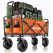 GVDV Collapsible Folding Wagon 550LBS Large Heavy Duty Utility Cart, Orange - Foldable Design