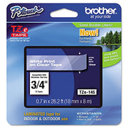 Brother TZE145 Laminated Tape White on Clear, 18mm