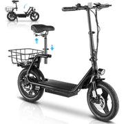 SANOPY 350W Electric Scooter with Seat for Adults, Tape riser-350W with Shock Absorbing