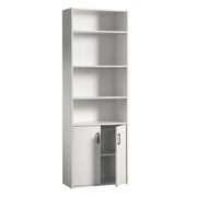 Mainstays 436809 Traditional 5 Shelf Bookcase with Doors, Soft White