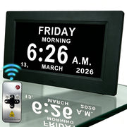 Sissinoceros Digital Calendar Alarm Clock for Seniors with Large High-Contrast Display, Auto-Dimming, Multi-Language Support, Battery Backup, 15114257220