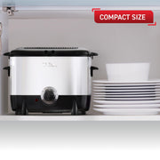 T-Fal Mini Deep Fryer, Stainless Steel, 1 Liter Capacity, Adjustable Temperature Control 300-375F, 900 Watts, Removable Basket, Black, FF220050
